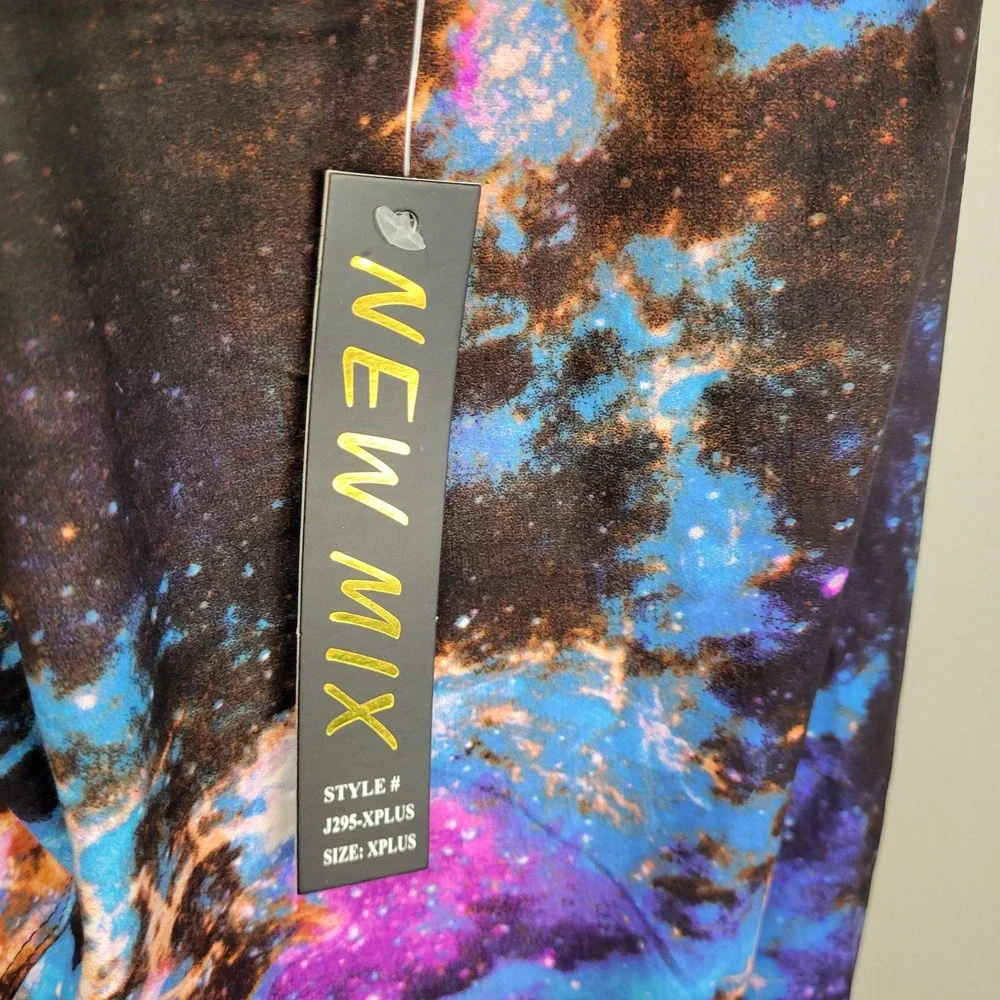 New Mix Dark Galaxy Polyester Spandex‎ Ankle Leggings Extra Plus Size